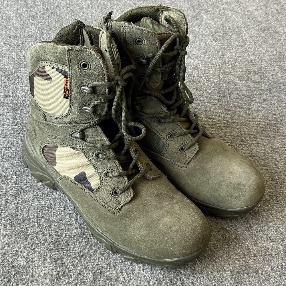 Delta Combat‎ Boots Mens Size 12 Green Suede Camo Tactical Side Zip Military